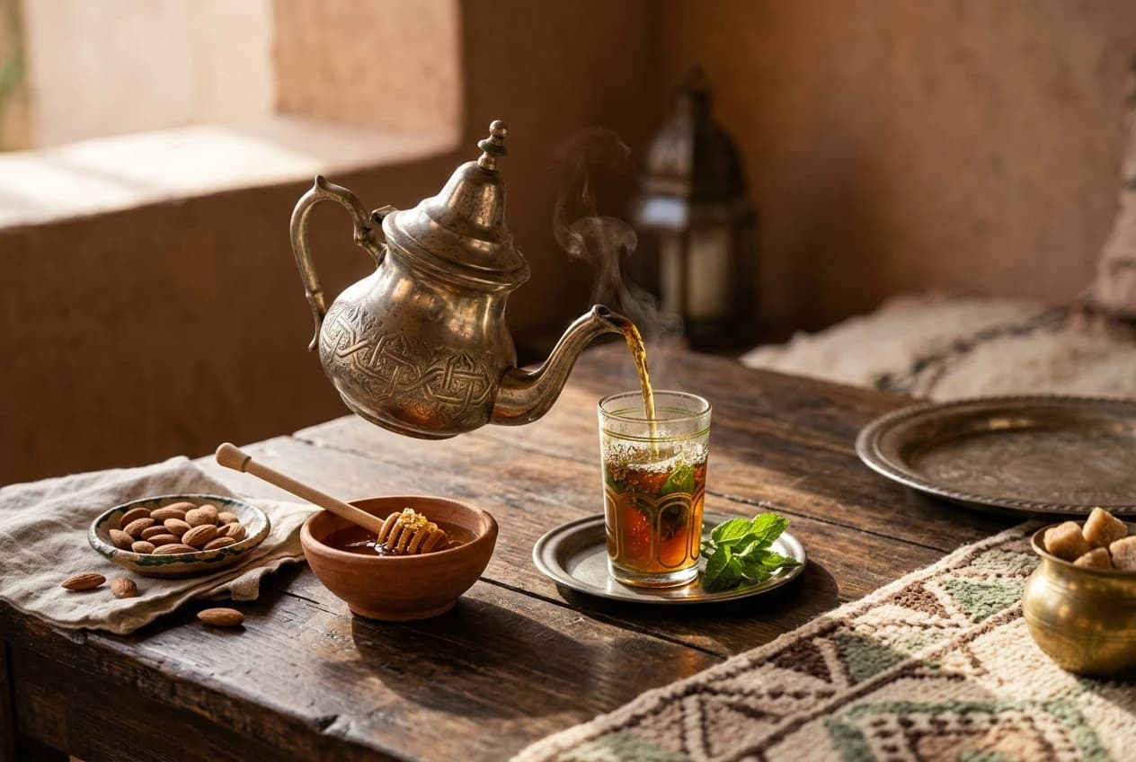 Moroccan tea served with honey